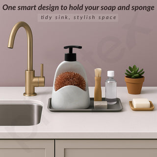 Plantex Ceramic Soap Dispenser with Scruber/Liquid Soap Dispenser/Sink Dish Washing Soap Dispenser Set/Soap Dispenser for Wash Basin Ceramic - Bathroom Accessories
