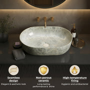 Plantex Tabletop Wash Basin for Bathroom/Designer Ceramic hand Wash Sink/Oval Countertop Wash Basin for Home/Office/hotel (22 x 13.5 x 6 Inch)