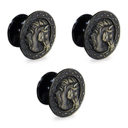 Plantex Horse Face Cabinet Drawer Knobs | Kitchen Cabinet Knobs | Pulls Handles Knobs for Wardrobe Kitchen &Cupboard- Pack of 3 Pieces (Brass-Antique)
