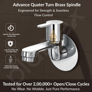 Plantex Pure Brass FLO-801 Bib Cock Water Tap with Water Saving Aerator/Dual Bib Tap with Brass Wall Flange & Teflon Tape for Washbasin with 7-Year Warranty (Mirror Chrome)