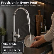Plantex 304 Stainless Steel Pull-Down Kitchen Sink Tap/Sink Tap for Kitchen Basin with 360⁰ Swivel Spout/Kitchen Sink Faucet - (1062, Matt)