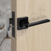 Plantex Heavy Duty Door Lock – Bathroom Door Lock/Mortise Keyless Handle Set for Home/Bathroom/Store Room/Balcony/Office with Baby Latch (605 - Black)
