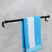 Plantex Aluminium Single Towel Rod for Bathroom/Towel Hanger /Towel rod with Hooks/Bathroom Accessories (24-inch) Black