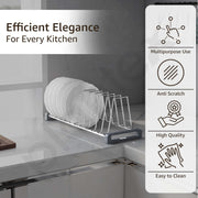 Plantex Durable Stainless Steel Plate Stand for Kitchen Cabinet/10 Slot Plate Organizer for Kitchen/8 Inch Thali Stand with Anti-Scratch Base(Size-8Inches, Slot- 10, Pack of 1)
