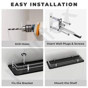 Plantex Premium Black Glass Shelf for Bathroom/Kitchen/Living Room - Bathroom Accessories (Polished, 18x6 Inches) - Pack of 1