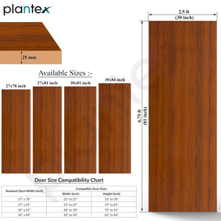 Plantex WPC Bathroom Doors (25 mm - Thickness)/Termiteproof Doors for Bathroom/2.5x6.75 Feet Wooden Finished Door for Home/Balcony/Office/Kitchen, Density-600 (30x81 inch,21.5 kg- Classic Wooden)