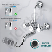Plantex Pure Brass Wall Mixer for Bathroom 2 in 1 with L-Bend Provision for Overhead Shower/Mixer Tap for Bathroom with Water Saving Nozzle Aerator - 7 Year Warranty by Plantex (Ore-1420, Chrome)