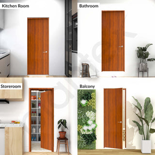 Plantex Wpc Doors For Bathroom (30 mm - Thickness)/Water And Termite Proof/2.5X6.75 Feet Wooden Finished Door For Home/Balcony/Office/Kitchen, Density-600 (30X81 inch, 24 Kg- Classic Wooden), Brown