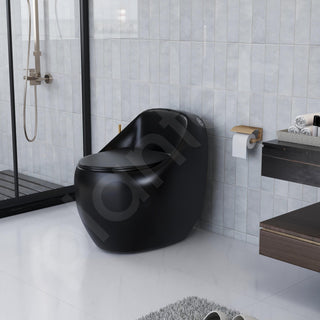 Plantex Imported Commode for Toilet/Rimless Siphonic Vacuum Jet Flush Western Commode/Floor Mounted Western Toilet with Soft Closing Toilet Seat - (Black Matt)