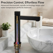 Plantex Brass Wash Basin Mixer Tap/Thermostatic Hot & Cold Basin Mixer Faucet/Deck Mount Pillar Spout for Bathroom Sink - Pack of 1 (APS-4605, Black Matt)