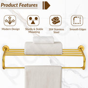 Plantex 304 Grade Stainless Steel 24 inch Towel Rack for Bathroom/Towel Stand/Hanger/Bathroom Accessories - Daizy (Golden)