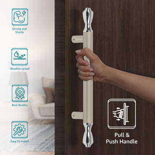 Plantex Heavy Duty Door Handle/Main Door Handle/14 inch Door Handle for Main Door/Pull Push Handle – Pack of 1 (124, Satin White & Chrome) - 3 Years Warranty