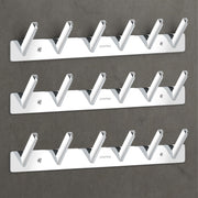 Plantex Wall Hooks for Hanging Cloth/Stainless Steel Towel Hangers/Bathroom Robe Hooks/Door Hangers/Square Wall Hook/Hook Rail for Hanging Keys - 6 Hooks (Pack of 3, Chrome)