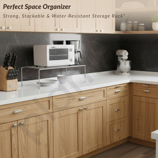 Plantex Stainless Steel Stoarge Rack/Shelf Divider for Kitchen/Storage Rack for Cabinet/Plate Stand/Dish Rack (Chrome)