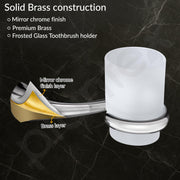 Plantex Smero Pure Brass Tooth Brush Holder/Tumbler Holder/Toothpaste Holder/Bathroom Accessories - Craft (Chrome)