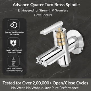 Plantex Pure Brass 2 in 1 Tap for Washing Machine with Water Saving Techonlogy Tap/Quarter Turn Water Tap with Brass Wall Flange & Teflon Tape-7 Year Warranty -(BAL-507-Chrome)