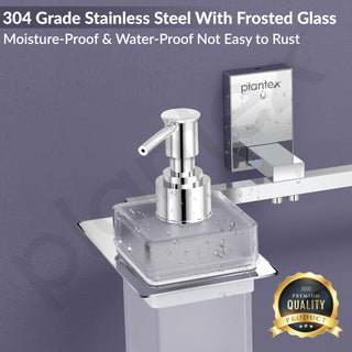Plantex 304 Grade Stainless Steel Liquid Soap Dispenser/Shampoo Dispenser/Napkin Ring/Towel Holder for Bathroom/Bathroom Accessories - Crystal (1420-Chrome)