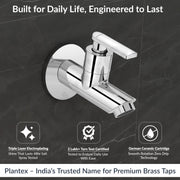 Plantex Pure Brass Bib Tap for Bathroom with Water-Saving Technology Taps/Wall Mount Bib Cock with Wall Flange and Teflon Tape-7 Year Warranty by Plantex (PRI-301 -Chrome Finish)