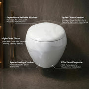 Plantex Ceramic Commode for Toilet/Rim Oval Shape Wall Hung Commode/Washdown Western Toilet with Soft Closing Toilet Seat  (P-Trap, White)