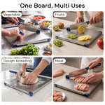 Plantex Stainless Steel Chopping Board with Knife/Heavy Duty Food Grade Steel Cut & Chop Board/Adjustable Cutting Guide with Knife Lock/Rust Proof Vegetable/Fruit - (Chrome & Blue) 