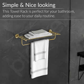 Plantex 304 Grade Stainless Steel Towel Rack for Bathroom/Towel Stand with Hook/Hanger for Cloth/Bathroom Accessories - Nipron (24Inch - Brass Antique)
