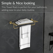 Plantex 304 Grade Stainless Steel Towel Rack for Bathroom/Towel Stand with Hook/Hanger for Cloth/Bathroom Accessories - Nipron (24Inch - Brass Antique)