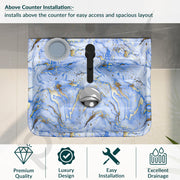 Plantex Wallmount Basin for Bathroom/Designer Ceramic Wall Hung Hand Wash Basin/Rectangle Countertop Wash Basin/Home/Office (Blue - 17.5 x 14 x 5 Inch)