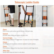 Plantex 5.1m (16.73 ft.) Telescopic Ladder/Carbon Steel 13-Steps Portable & Compact Ladder/Foldable Multipurpose Collapsible Ladder for Home & Outdoor Use - (Orange)