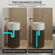 Plantex Pedestal Wash Basin/Acrylic Resin & Quartz Free Standing Wash Basin/Round Basin for Bathroom/Home/Office/Restaurant- (10056, Beige & Brown)