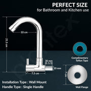 Plantex Sink Tap for Kitchen Basin/Wall Mount Kitchen Sink Tap with Wall Flange and Water Saving -(MKS-1277-Chrome)