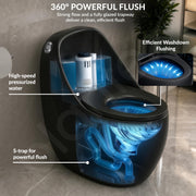 Plantex Imported Commode for Toilet/Rimless Siphonic Vacuum Jet Flush Western Commode/Floor Mounted Western Toilet with Soft Closing Toilet Seat - (Black Matt)
