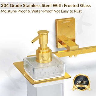 Plantex 304 Grade Stainless Steel Liquid Soap Dispenser with Napkin Ring/Shampoo Dispenser/Towel Ring for Bathroom/Bathroom Accessories - Pack of 1 (Crystal, PVD Gold)