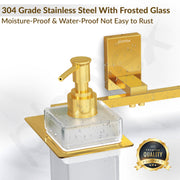 Plantex 304 Grade Stainless Steel Liquid Soap Dispenser with Napkin Ring/Shampoo Dispenser/Towel Ring for Bathroom - Pack of 1 (Crystal, PVD Gold)