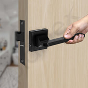Plantex Heavy Duty Door Lock – Bathroom Door Lock/Mortise Keyless Handle Set for Home/Bathroom/Store Room/Balcony/Office with Baby Latch (605 - Black)
