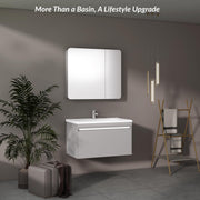 Plantex Vanity for Bathroom/Rectangle Cabinet with Wash Basin and Mirror/Bathroom Organizer for Home - (NZBC-08)