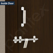Plantex Stainless Steel Door Kit for Bathroom Door/Door Hardware/Doors Accessories/10 inch Al-Drop/8 inch Latch/8 inch 2 Handles/3 Piece Hinges - Pack of 1 (APS-1320, Chrome)