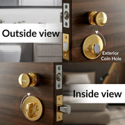 Plantex Bathroom Door Lock/Stainless Steel Pull Push Door Handle Lock Set/Keyless Lock Handle for Bathroom (PVD Gold, DTM-666)