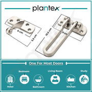 Plantex Swing Bar Lock for Hinged Swing-in Doors- Secondary Security Lock for Door and Security, Safety Door Guard for Door, Pack of 8 (Matt Finish)