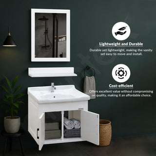 Plantex Wash Basin with Cabinet/Unbrekable Bathroom Vanity Cabinet & Washbasin Set/Basin Cabinet for Bathroom with Mirror (White)