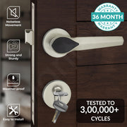 Plantex Heavy Duty Door Lock/Main Door Mortise Lock Handle/Handle Set for Home/Office/Door Accessories - (PT-012, Satin & Black)