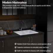 Plantex Quartz Acrylic Kitchen Sink/Undermount Sink for Kitchen with 10 Years Warranty by Plantex/Granite Single Bowl Kitchen Sinks with Coupling (Whiti-24x18 Inches)