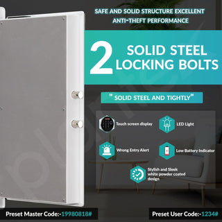Plantex Digital Safe Locker For Home/82 Ltr Safety Locker Box with Biometric/LED Light Touchscreen Display & Dual Code Access Master User/Emergency Key/2 Years Warranty By Plantex - (White)