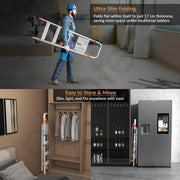 Plantex Secura 4 Step Ladder for Home/Aluminium Foldable Ladder with Safe Hand Rail (Orange-Silver)