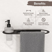 Plantex Stainless Steel Napkin Ring with Soap Dispenser for Bathroom/Bathroom Towel Hanger for Wall/Towel Ring Bathroom Accessories - Pack of 1 (Black)