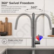 Plantex 304 Stainless Steel Pull-Down Kitchen Sink Tap/Sink Tap for Kitchen Basin with 360⁰ Swivel Spout/Kitchen Sink Faucet - (1062, Grey)
