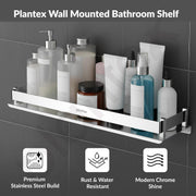 Plantex Stainless Steel Bathroom Shelf Rack/Bathroom Organizer/Wall Shelf for Bathroom Accessories Set/Kitchen Stand/Kitchen Shelves & Racks-( Chrome 18x5 Inches)