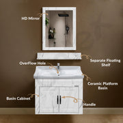 Plantex Unbrekable Bathroom Vanity Cabinet & Washbasin Set/Basin Cabinet for Bathroom with Mirror (White)