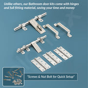 Plantex Stainless Steel Door Kit for Bathroom Door/Door Hardware/Doors Accessories/10 inch Al-Drop/8 inch Latch/8 inch 2 Handles/3 Piece Hinges - Pack of 1 (APS-1320, Chrome)