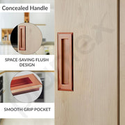Plantex Sliding Door Handle/Concealed Handle for Sliding Door/160mm Concealed Handle for Wardrobe/Kitchen Cabinet - Pack of 1 (PVD Rose Gold)