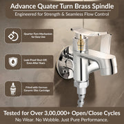 Plantex Pure Brass 2 in 1 Tap for Washing Machine/2-Way Bib Cock for Bathroom with Brass Wall Flange & Teflon Tape (Star, Chrome)